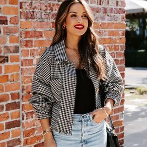 Shiloh Frayed Houndstooth Shacket